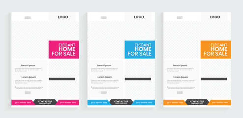 Real estate vector flyer design. Property sale flyer design. Luxury home sale leaflet design. Editable handout, and poster design.