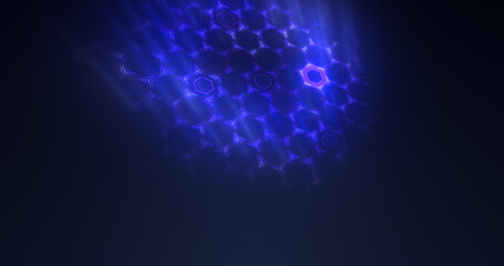 Abstract blue background pattern of hexagons glowing futuristic digital energy magical bright