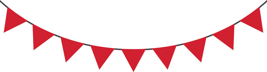 Seamless red triangle party bunting border. birthday party decoration. Flat design illustration. © K Ching Ching