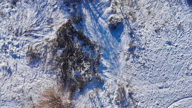 Bird's Eye Perspective Of the Vacaresti Delta in Bucharest, Romania, Frozen Wonderland of White