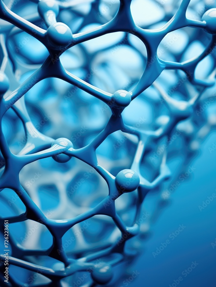 Poster a close up of a blue structure with many holes. generative ai.
