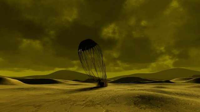 3D Animation of Venera 8 landing on Venus with a parachute