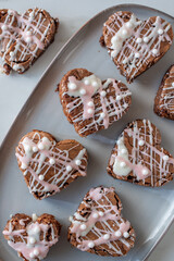 heart shaped slices of a brownie 
