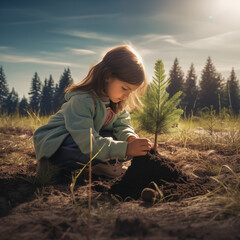 child planting a tree