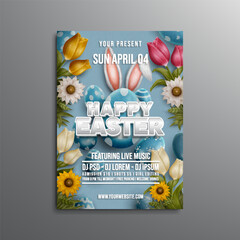 water color easter celebration vertical poster template