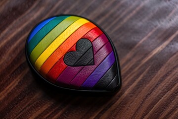 wooden shaped heart in rainbow colors, LGBTQ+ colors, pride month, colorful, rainbow