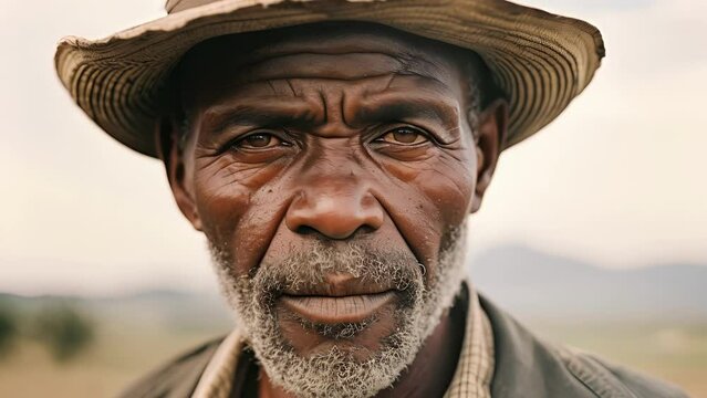 middleaged African man stands, eyes displaying aliveness and deep connection to nature, form of emotional attachment. This psychological term refers to profound and often complex bond one develops