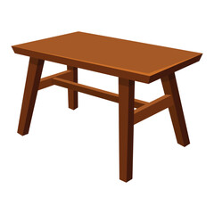 Wooden table isolated illustration on white background