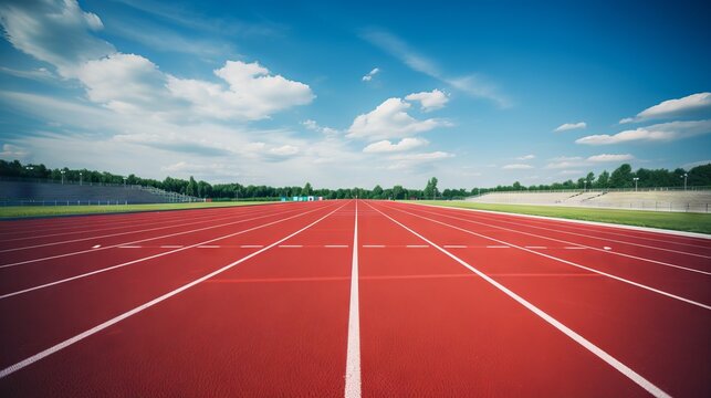 Running track with no runners and flawless surface against sky