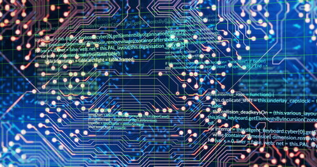 Image of data processing over blue background