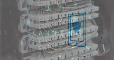 Image of smartphone icon over data processing and server