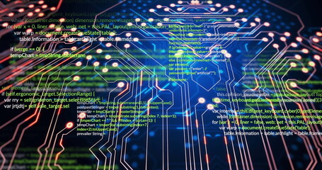 Image of data processing over black background