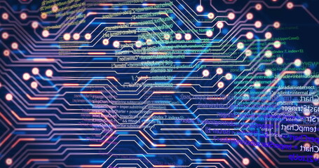 Image of data processing over black background