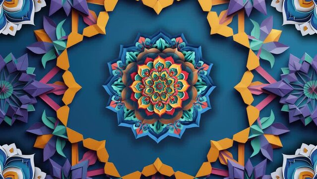 Full-color origami mandala video, a versatile asset for various creative projects.
