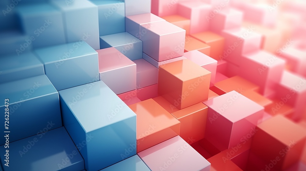 Poster dynamic abstract geometric blocks background design - vibrant 3d render for creative projects