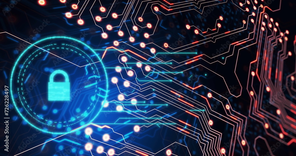 Poster image of data processing over black background