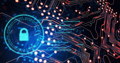 Image of data processing over black background