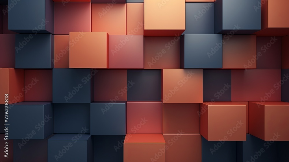 Poster dynamic abstract geometric blocks background design - vibrant 3d render for creative projects