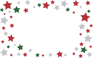 赤色と緑色と灰色の星を散りばめたフレーム背景