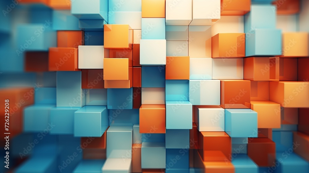 Poster dynamic abstract geometric blocks background design - vibrant 3d render for creative projects