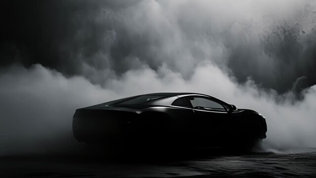 Thick billowing smoke envelops a clic cars silhouette adding a touch of intrigue and making it seem like its emerged from a foggy underworld.