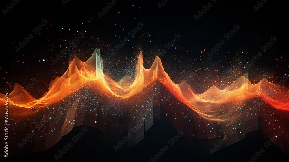 Aufkleber abstract background of colorful glowing particles pulsing to the rhythm of sound waves. music visual