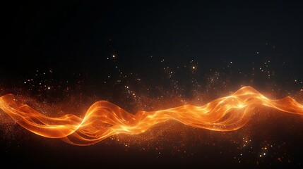 Abstract background of colorful glowing particles pulsing to the rhythm of sound waves. Music visualization concept.