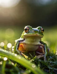 Foto op Plexiglas frog on a leaf © Ibrahim
