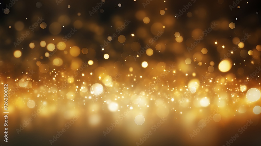 Poster yellow glowing particle abstract bokeh background - bright and colorful light effect for design, art