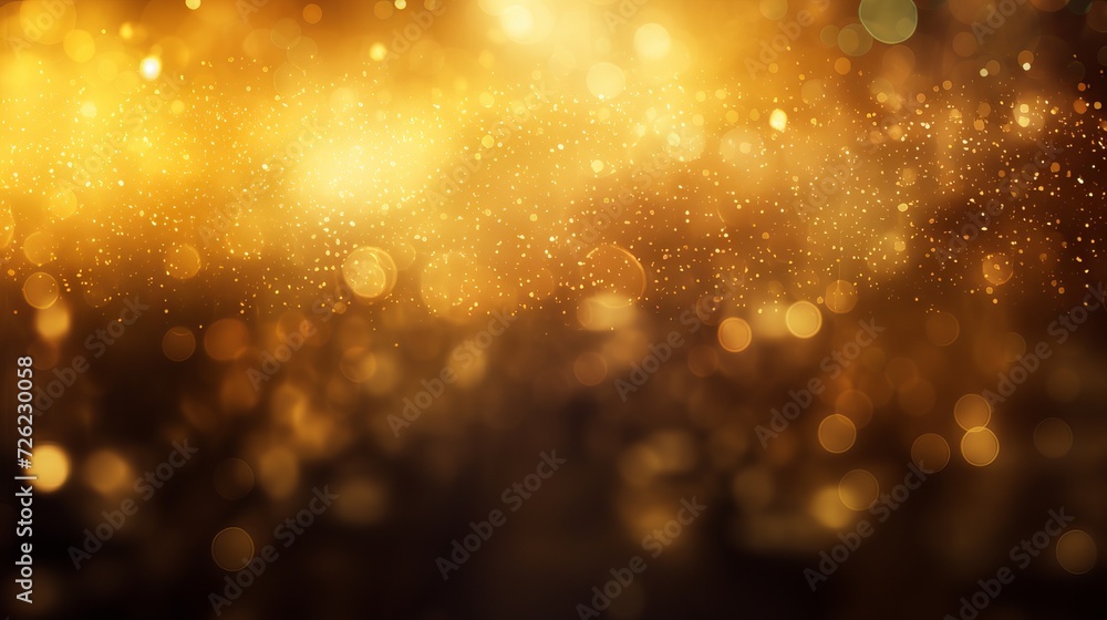 Poster yellow glowing particle abstract bokeh background - bright and colorful light effect for design, art