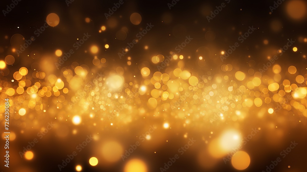 Poster yellow glowing particle abstract bokeh background - bright and colorful light effect for design, art