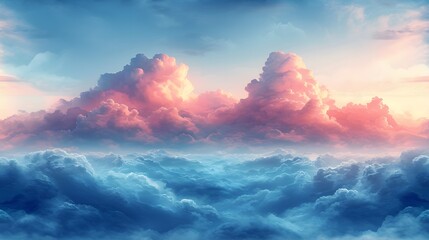 Obraz premium watercolor background sky and ocean seamless pattern.