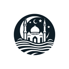mosque moon moslem islam logo vector illustration template design