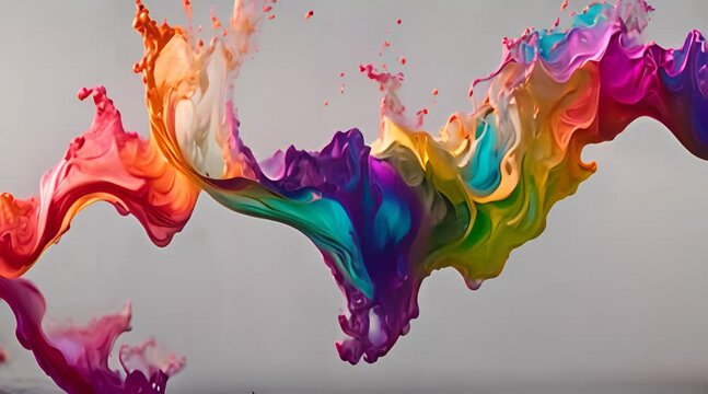 Colori acrilici fluttuanti in acqua. Macchia d'inchiostro. Sfondo grigio astratto