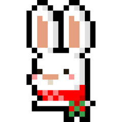 Pixel art rabbit head with red scarf icon
