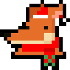 Pixel art red fox head with red scarf icon