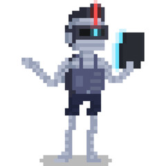 Pixel art future mummy punk character