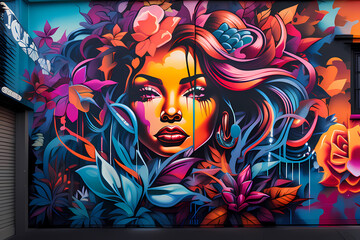 dynamic street art graffiti mural in an urban landscape Ai Generated 
