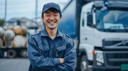 アジア人トラック運転手ドライバー05 - obrazy, fototapety, plakaty