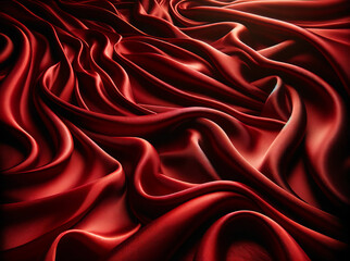 Obraz premium luxurious red satin fabric with smooth waves and folds