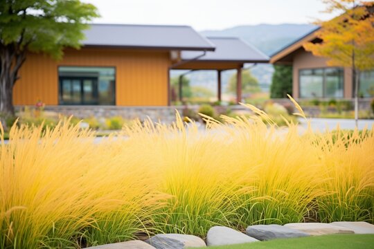 golden hakone grass with lightly arching foliage