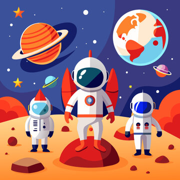 illustration of stronauts in space