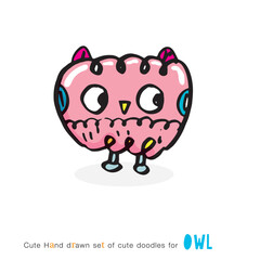 Set of doodle cartoon owls with various emotions,Various Cute Owl Doodle Collection,hand drawn,Cute animal