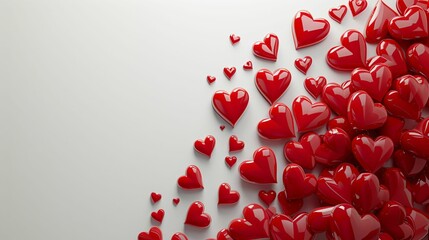 cœur rouge de saint valentin sur fond blanc, arrière plan graphique, illustration IA générative - obrazy, fototapety, plakaty