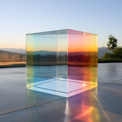 Giant Glass Cube Art: Translucent Ground Installation
