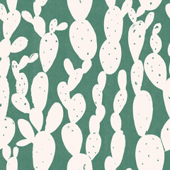 Cactus Opuntia seamless pattern. Mexican succulent plant high quality illustration. - 726233897