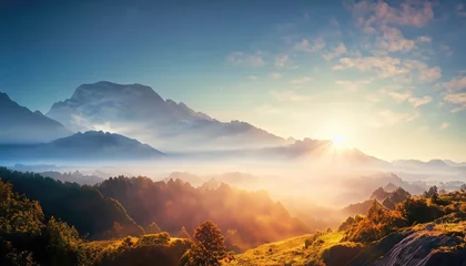 Deurstickers Majestic landscape glowing by sunlight in the morning © ROKA Creative