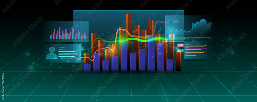 Canvas Prints technology on laptop data analysis concept and stock market graphics, financial development on platf