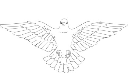 Vector sketch illustration logo design icon of holy white dove flying through the sky