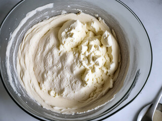 Cake dough stored in a bowl